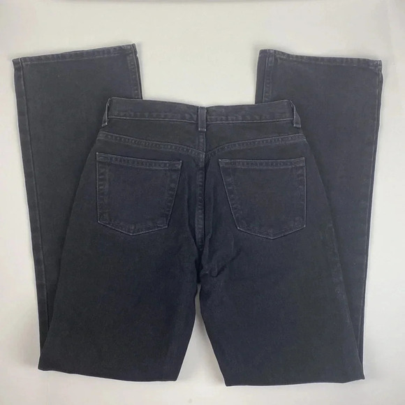 Black dark wash high rise 70’s casual flared leg pull on jeans size - Picture 8 of 16